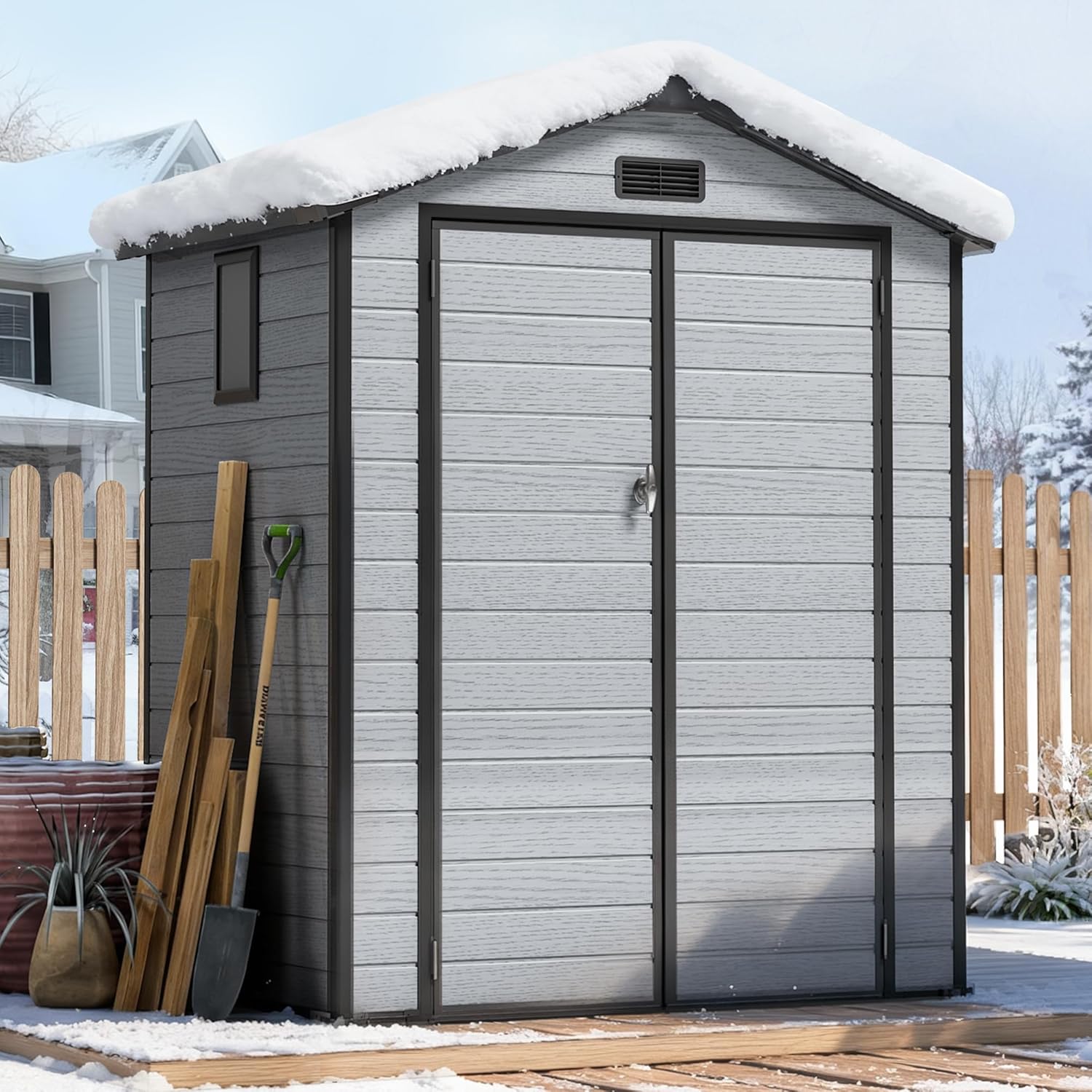 Gardening Tools Storage - 6X4 FT Outdoor Shed, Plastic Storage