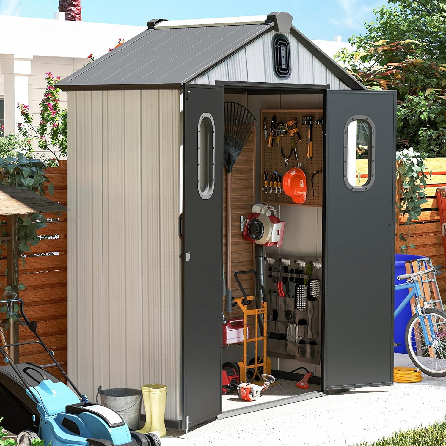 Gardening Tools Storage - 5x3 FT Resin Storage Shed All