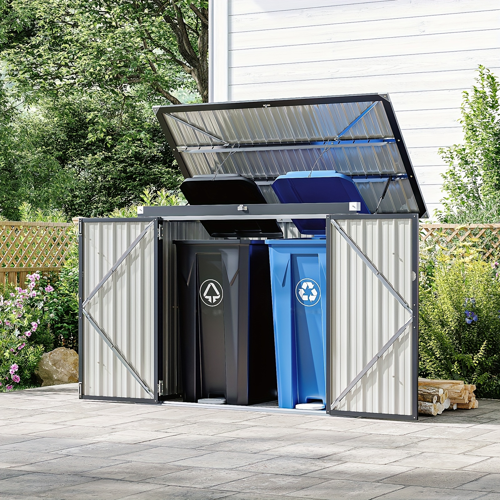 Gardening Tools Uses - Nordivale Outdoor Trash Can Storage Shed