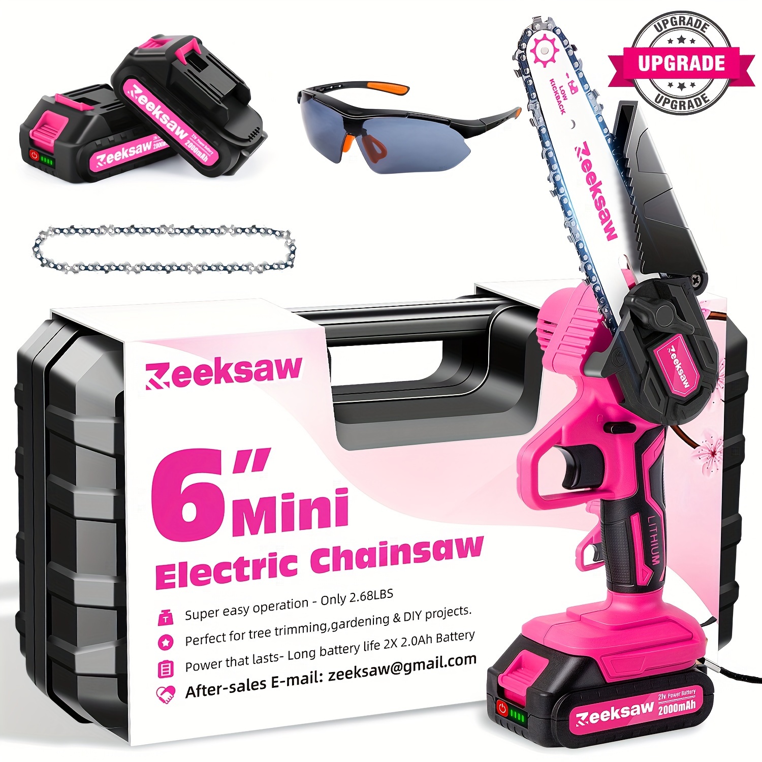 Gardening Tools Pink - Compact Pink Electric Handheld Chainsaw with