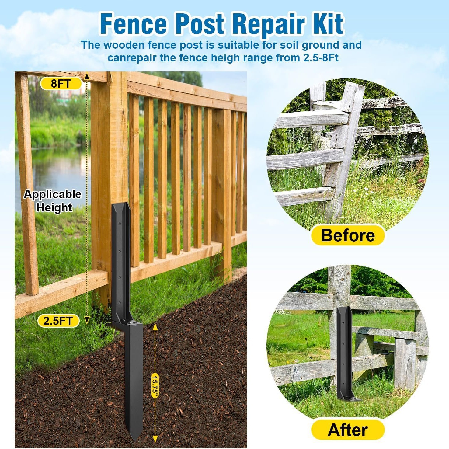 Gardening Tools Kit For Home Garden - 2PCS Fence Repair Anchor Fence Metal