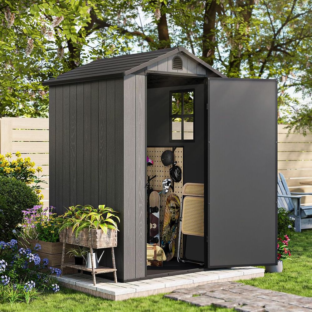 Gardening Tools Storage - 4x4 Plastic Outdoor Storage Shed with