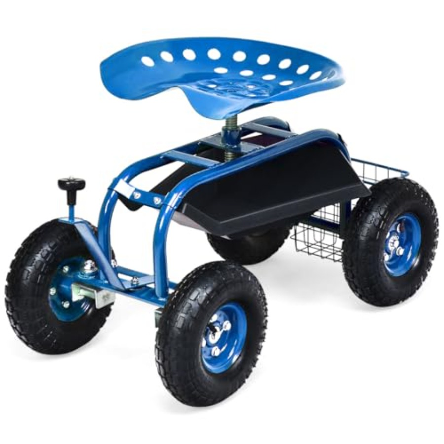 Gardening Tools Uses - Garden Seat with Wheels: Steel Frame,
