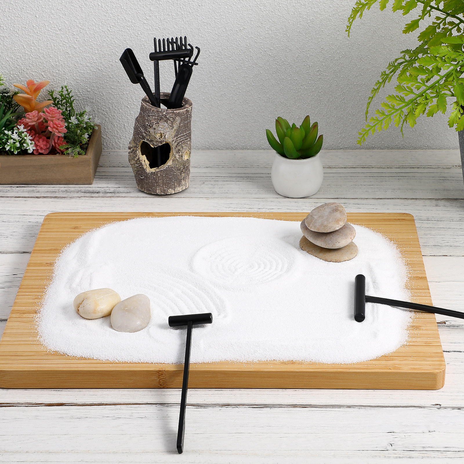 Zen Gardening Tools - 6Pcs Mini Zen Rake Kit Garden