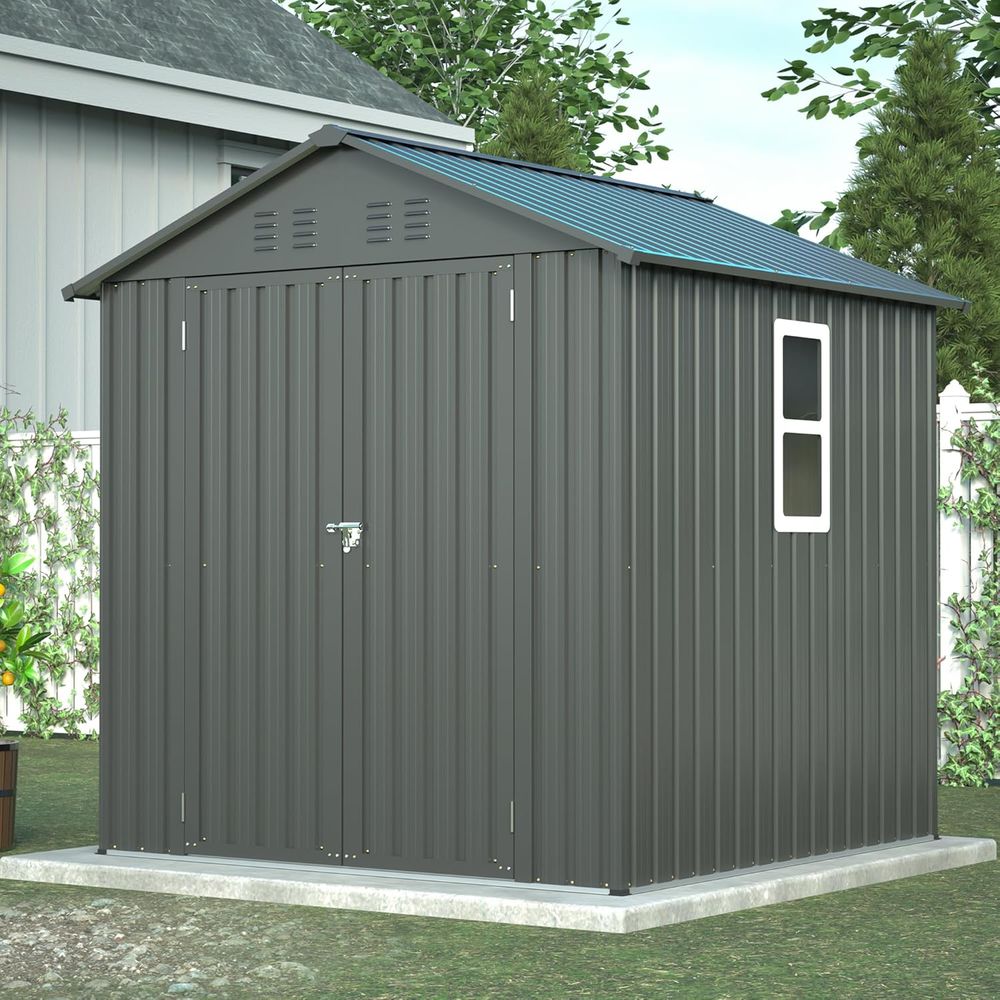 Gardening Tools Storage - 6x6 Metal Outdoor Storage Shed -
