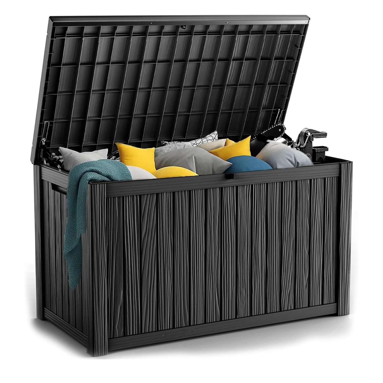 Gardening Tools Storage - 180Gal Lockable Resin Deck Box Waterproof