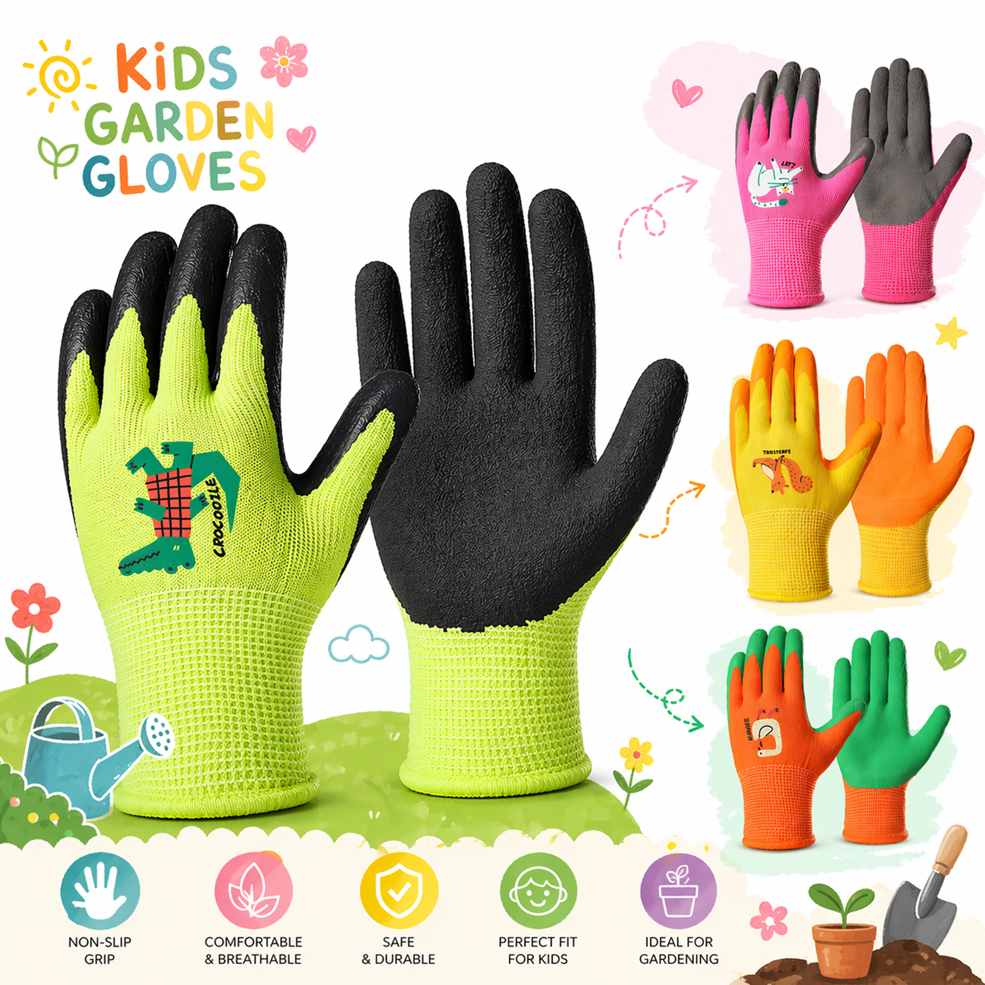 4 Pairs Kids Gardening Gloves  - Gardening Tools Kit For Kids avis et prix