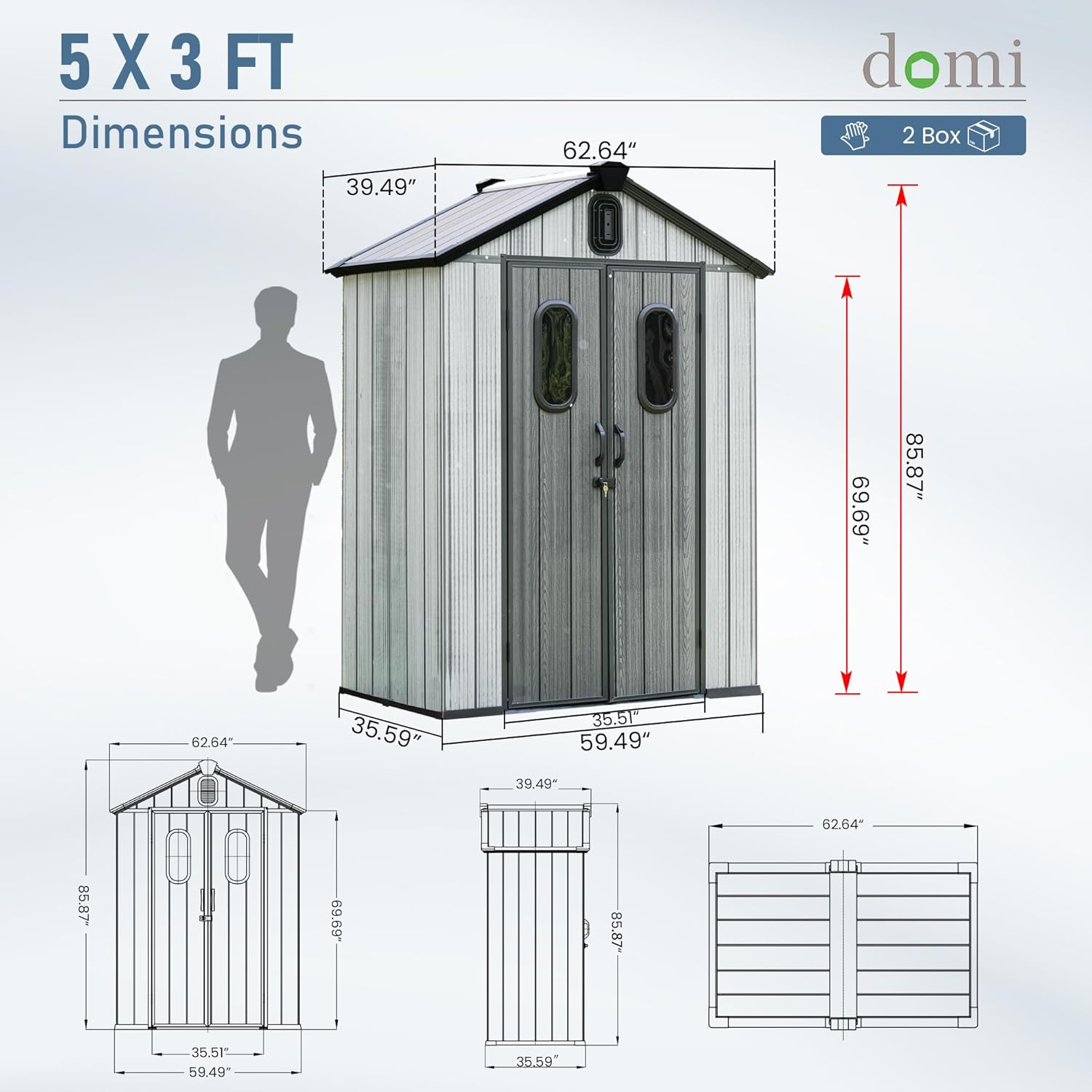 5x3 FT Resin Storage Shed All  - Gardening Tools Storage avis et prix