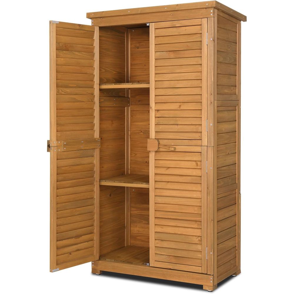63in Natural Wooden Outdoor St - Gardening Tools Storage avis et prix