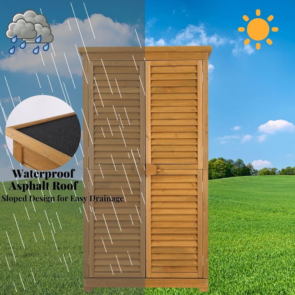 63in Natural Wooden Outdoor St - Gardening Tools Storage avis et prix
