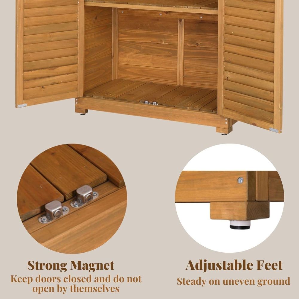 63in Natural Wooden Outdoor St - Gardening Tools Storage avis et prix
