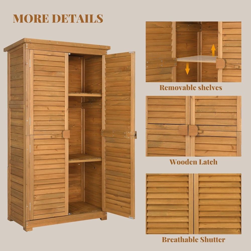 63in Natural Wooden Outdoor St - Gardening Tools Storage avis et prix