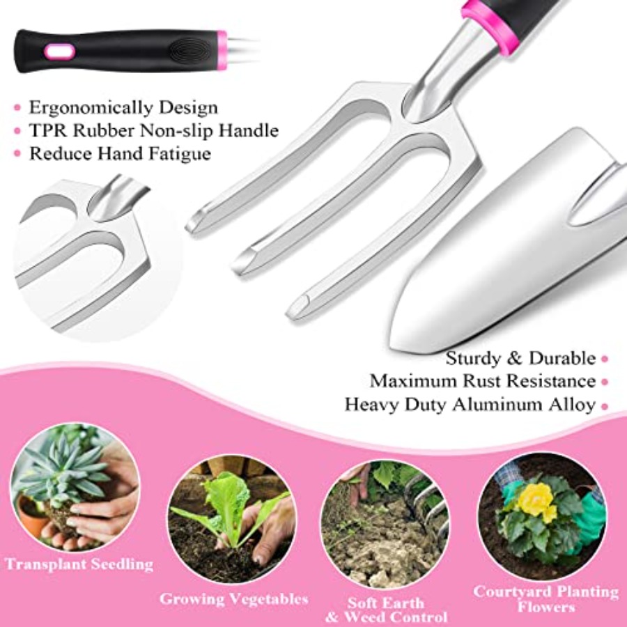 Pink Garden Tool Set for Women - Gardening Tools Pink avis et prix