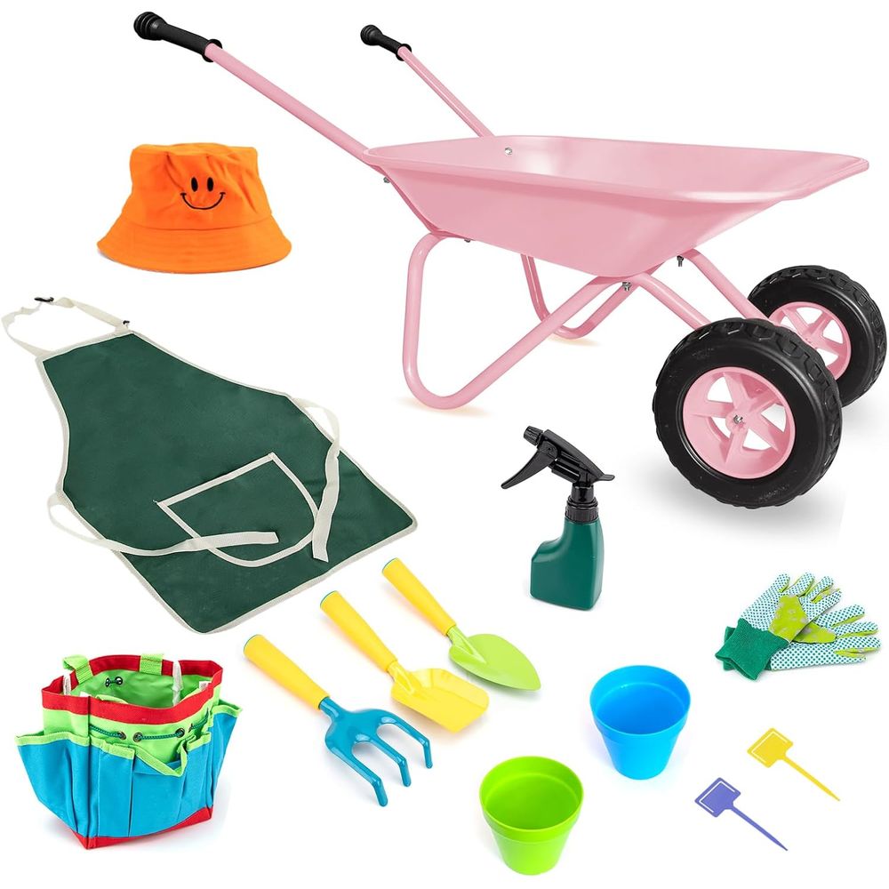 Children's Pink Metal Wheelbar - Gardening Tools Pink avis et prix