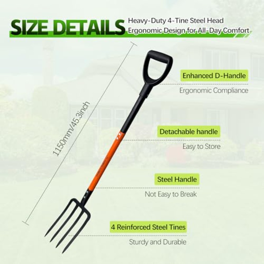 Pitch Fork for Garden 4-Tines  - Spade Digging Fork avis et prix