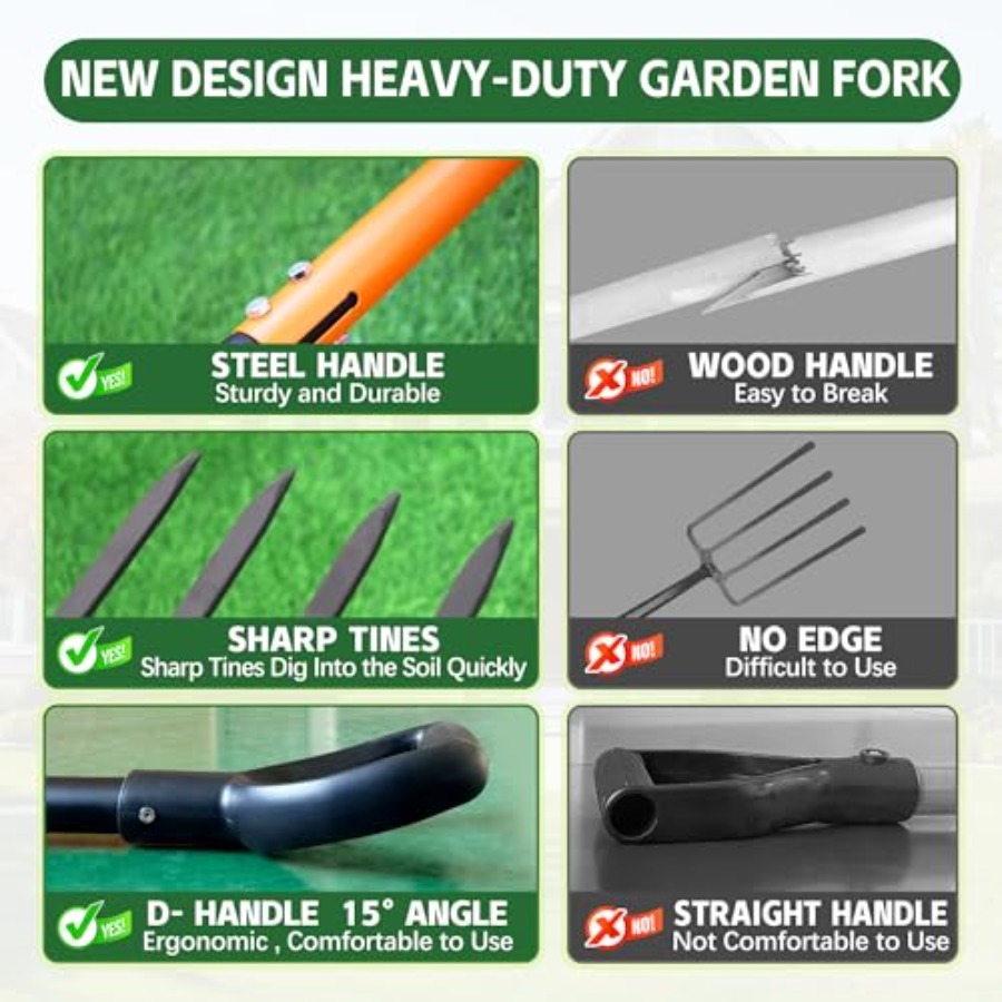 Pitch Fork for Garden 4-Tines  - Spade Digging Fork avis et prix