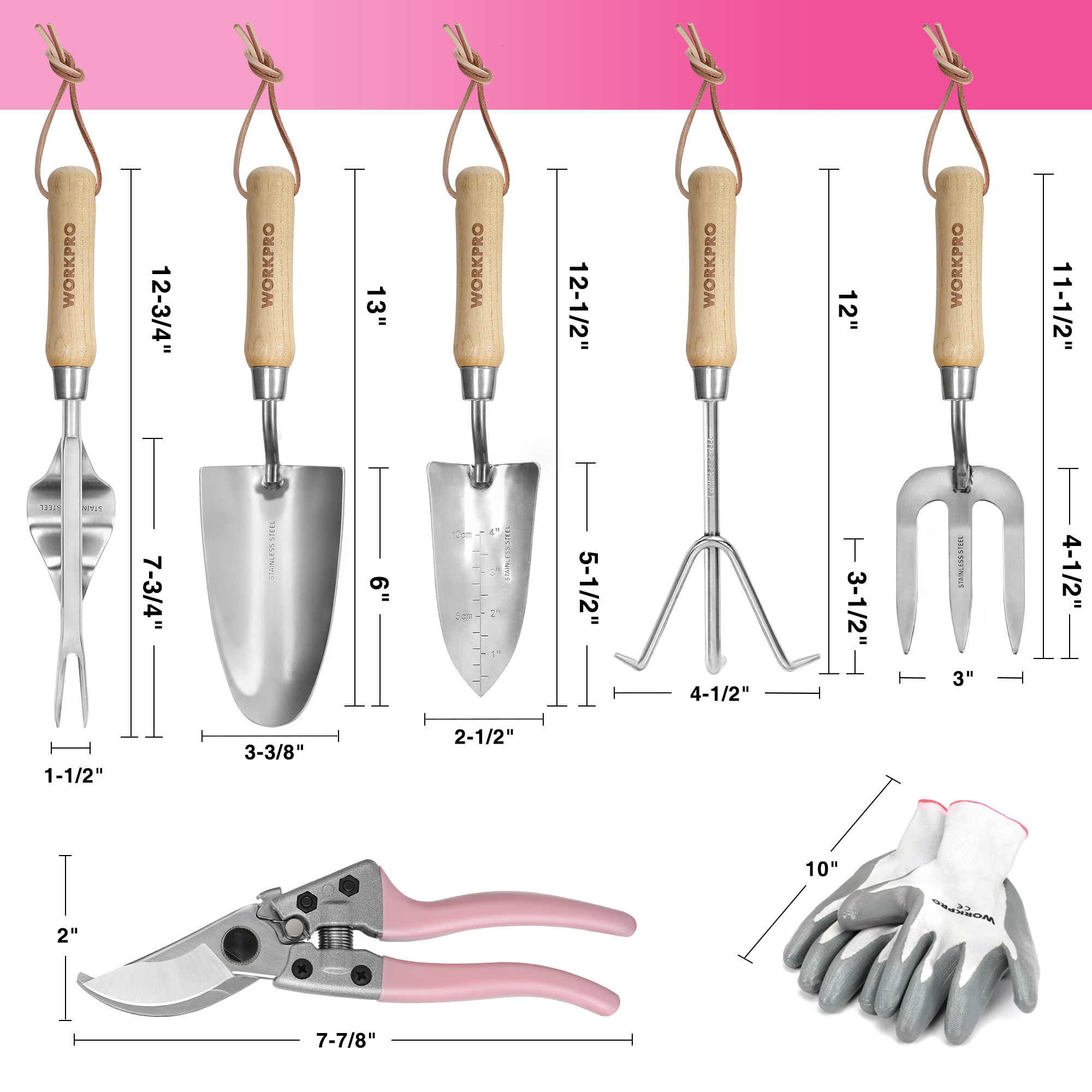 WORKPRO 8-Piece Pink Garden To - Gardening Tools Pink avis et prix