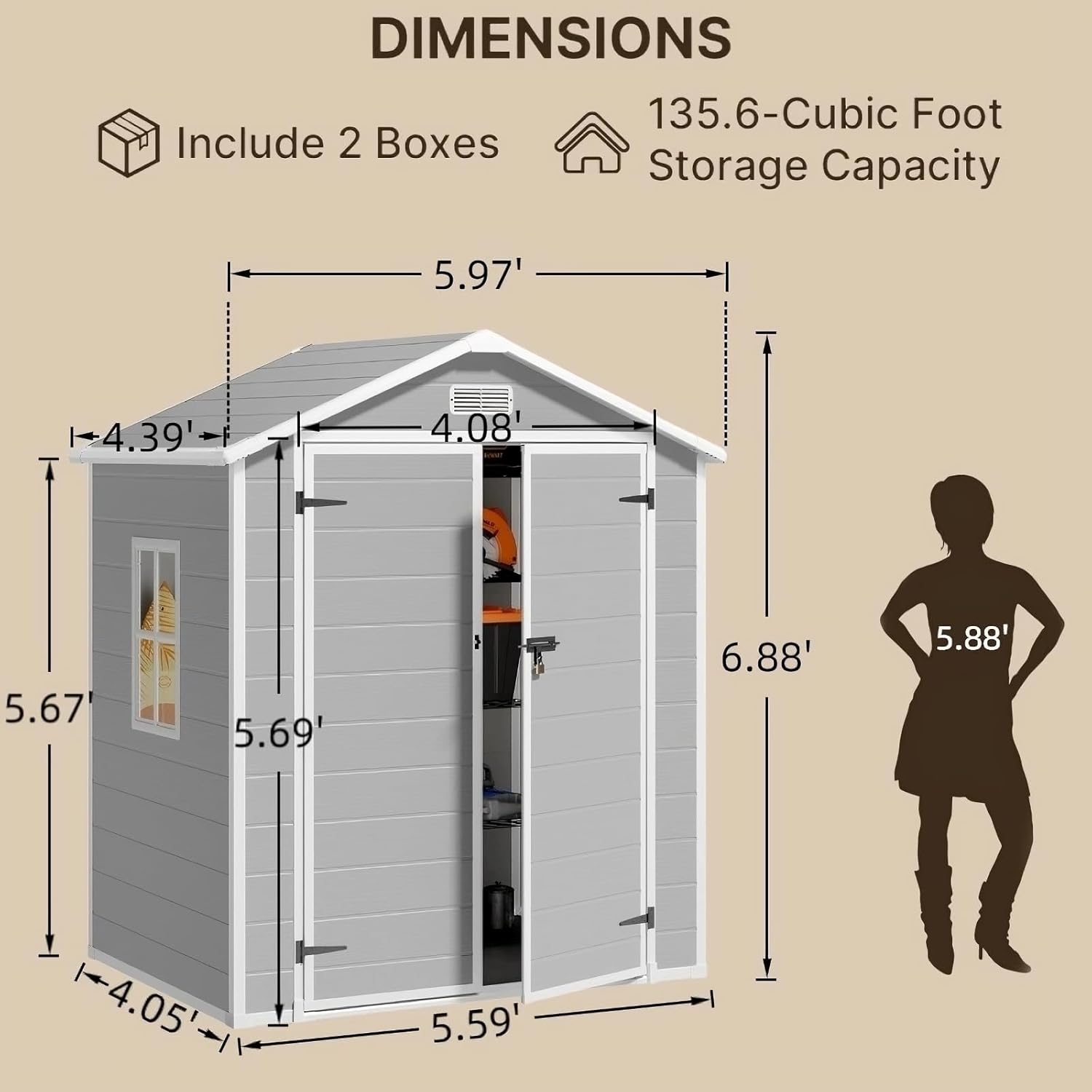 All-Weather Resin Outdoor Stor - Gardening Tools Storage avis et prix