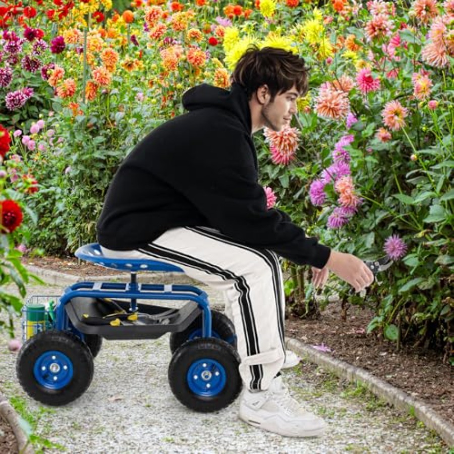 Garden Seat with Wheels: Steel - Gardening Tools Uses avis et prix