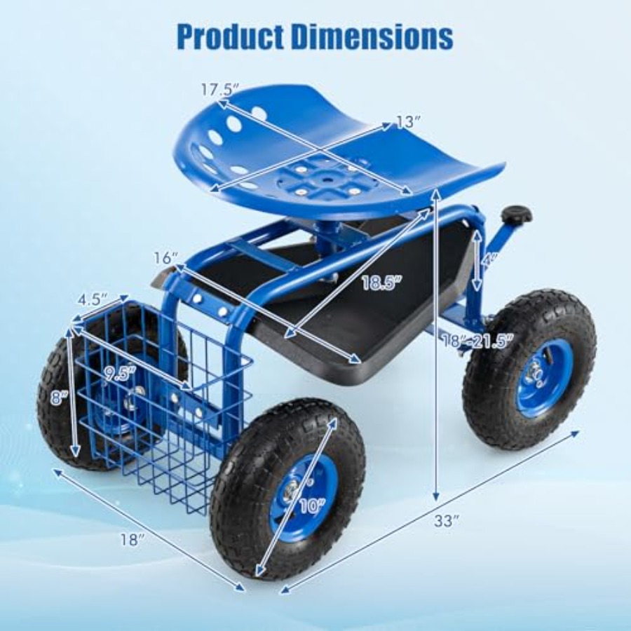 Garden Seat with Wheels: Steel - Gardening Tools Uses avis et prix