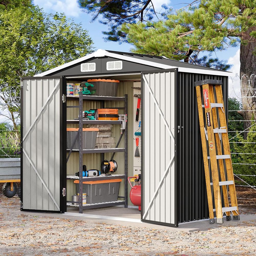 6x4 Outdoor Storage Shed, Meta - Gardening Tools Storage avis et prix