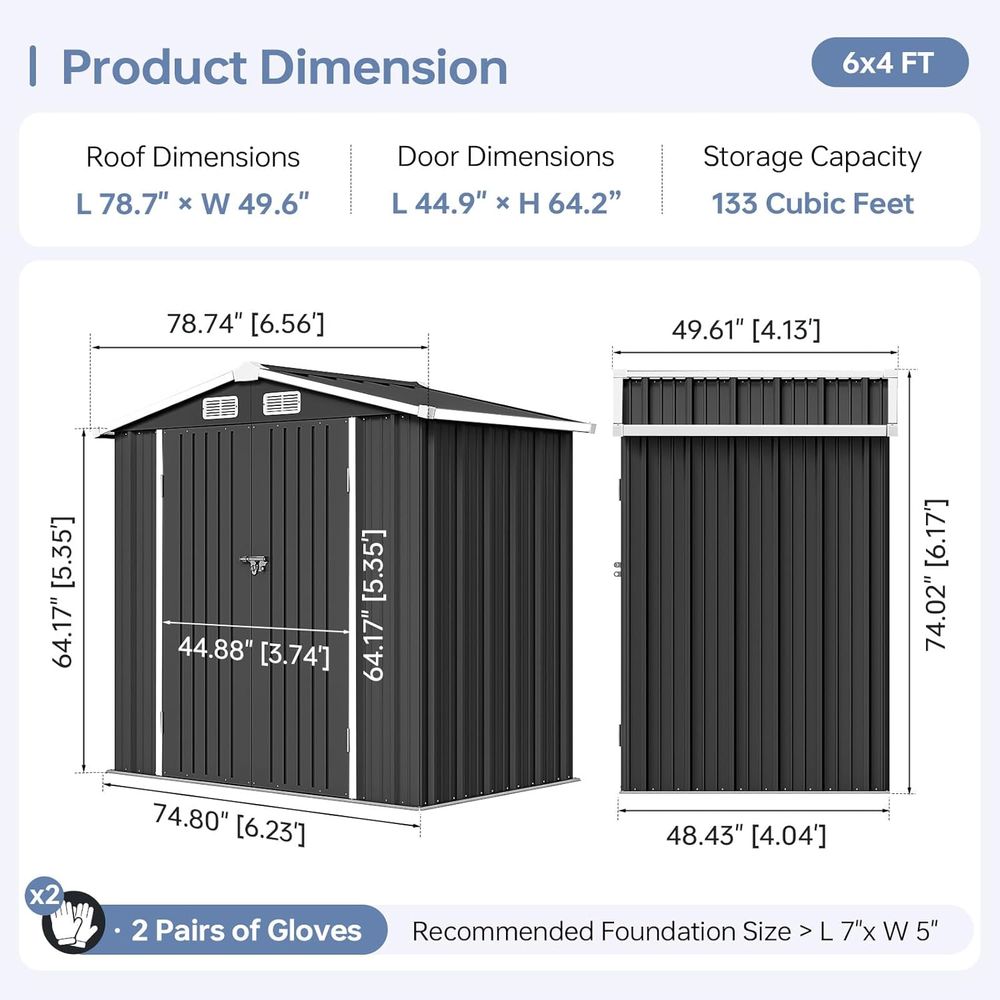 6x4 Outdoor Storage Shed, Meta - Gardening Tools Storage avis et prix
