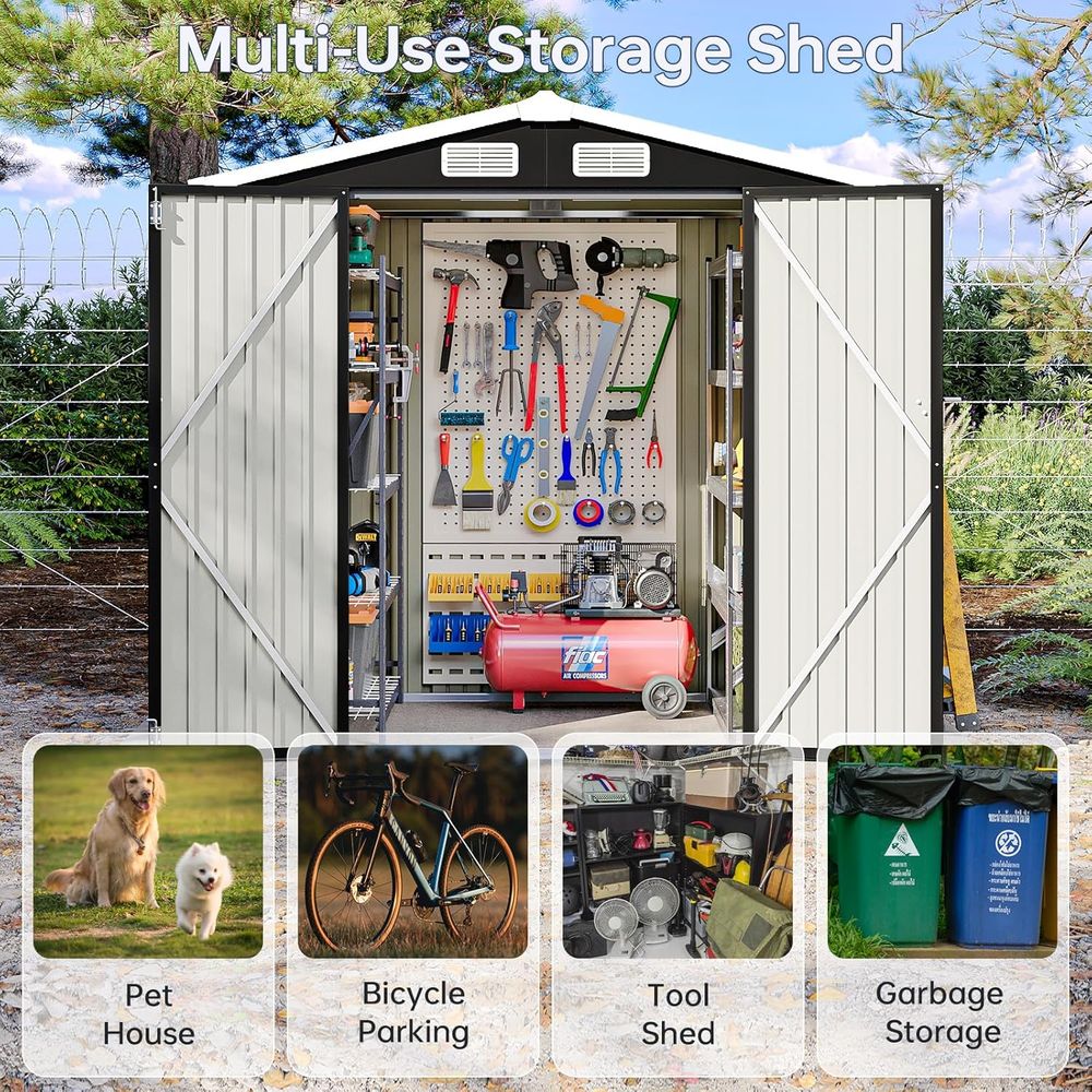 6x4 Outdoor Storage Shed, Meta - Gardening Tools Storage avis et prix