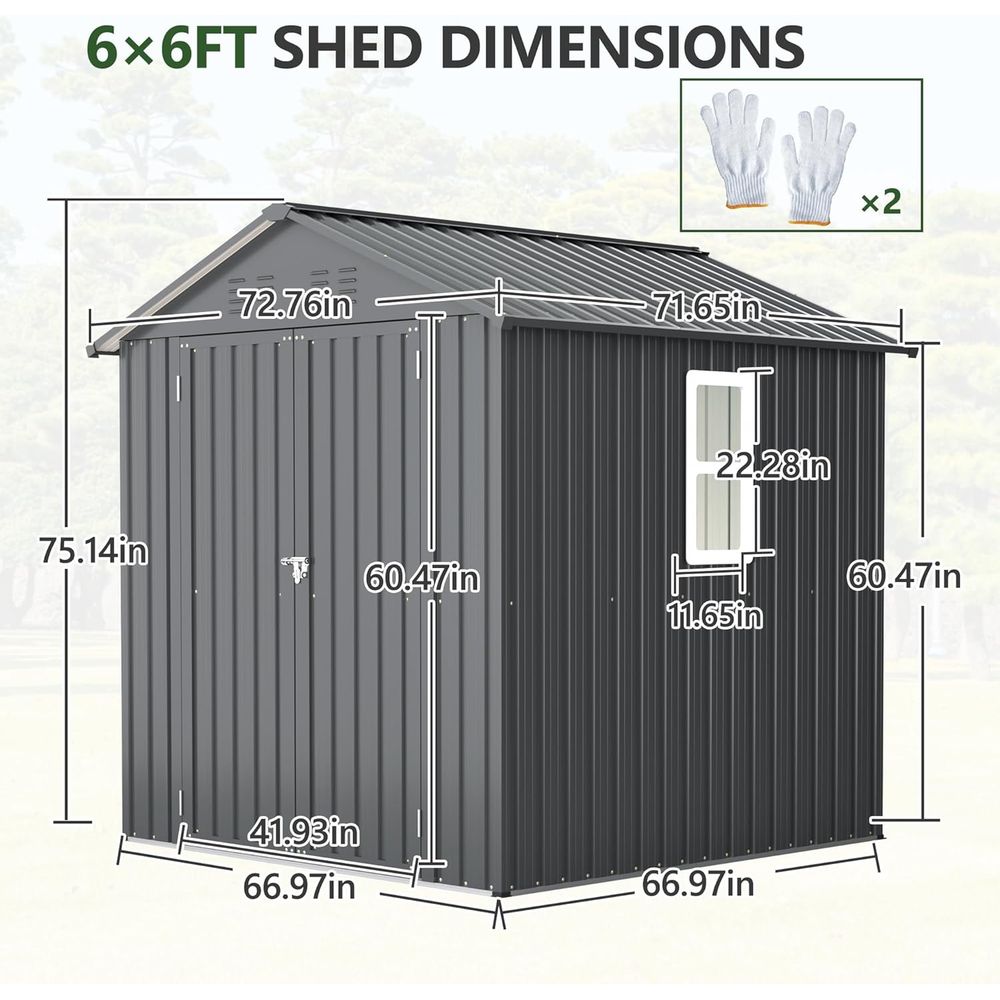 6x6 Metal Outdoor Storage Shed - Gardening Tools Storage avis et prix
