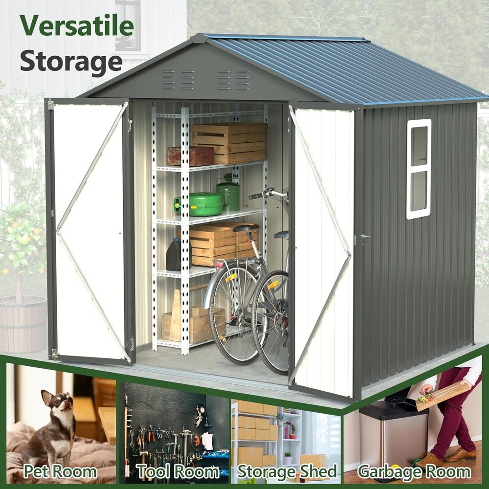 6x6 Metal Outdoor Storage Shed - Gardening Tools Storage avis et prix