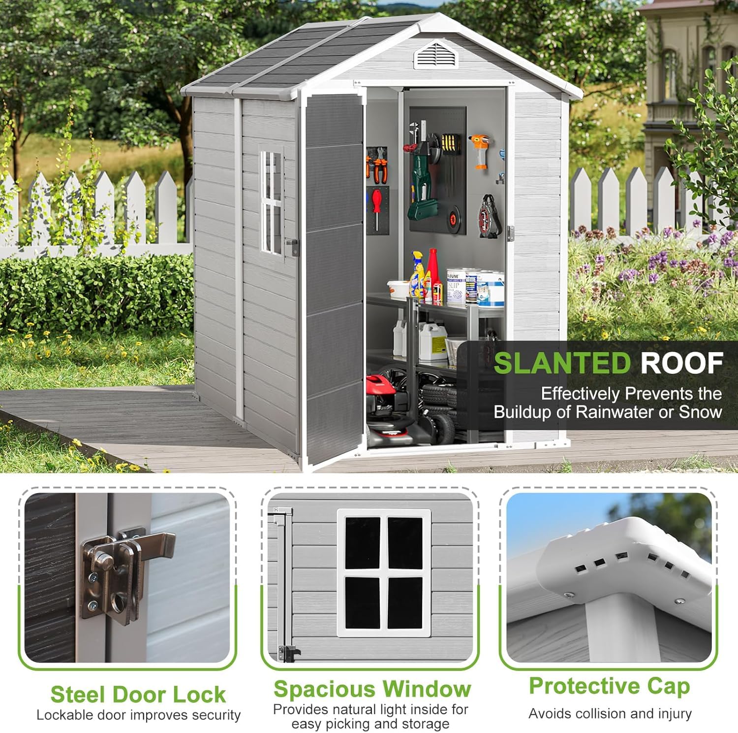 4x6 FT Plastic Storage Shed Wa - Gardening Tools Storage avis et prix