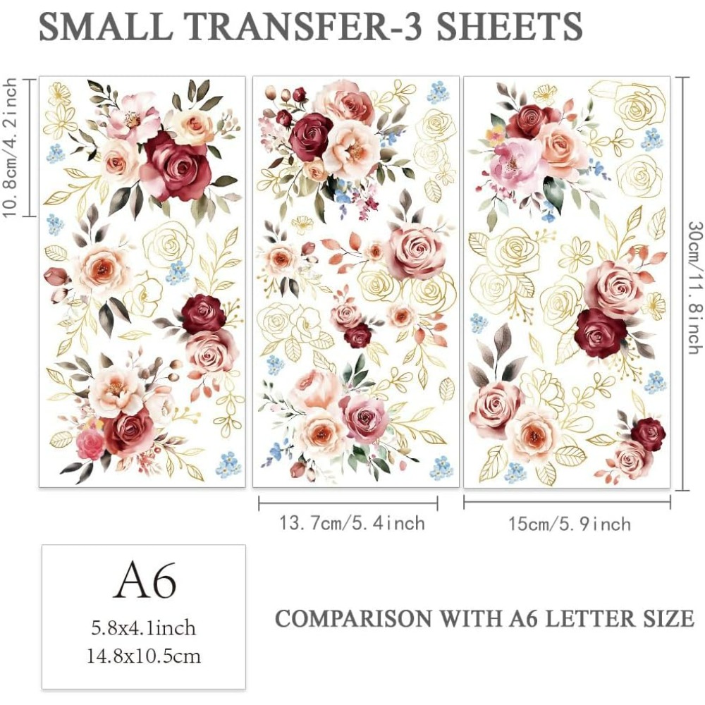 3pcs/Set Watercolor Roses Rub  - Gardening Tools Diy avis et prix