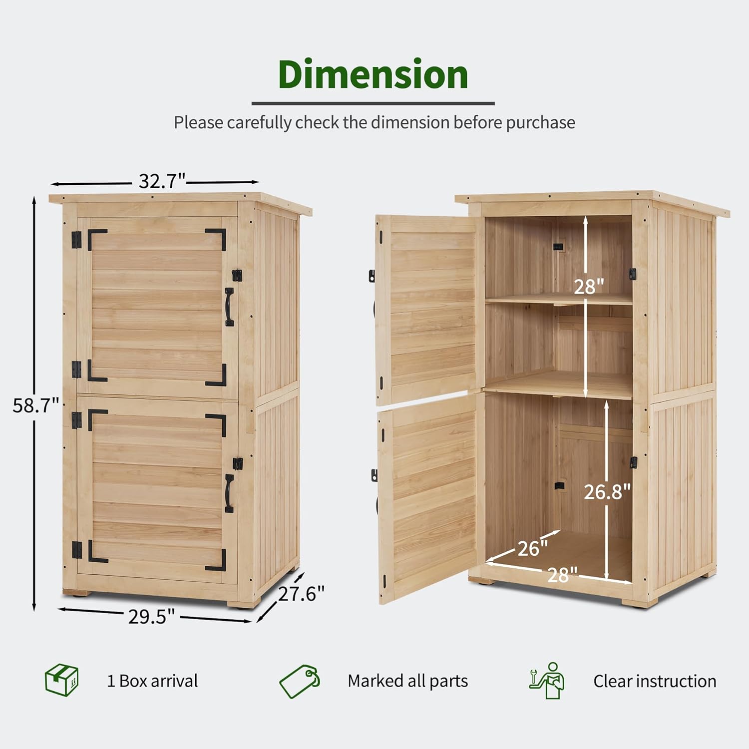 30in Deep Wood Outdoor Storage - Gardening Tools Storage avis et prix