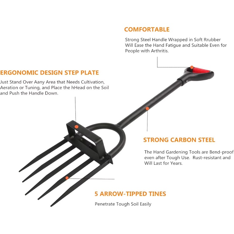 Heavy Duty 5 Tine Pitchfork Ga - Spade Digging Fork avis et prix