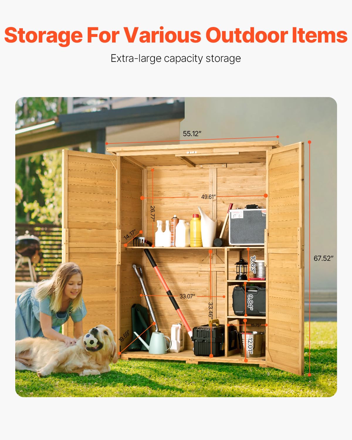 Large Wooden Outdoor Storage S - Gardening Tools Storage avis et prix