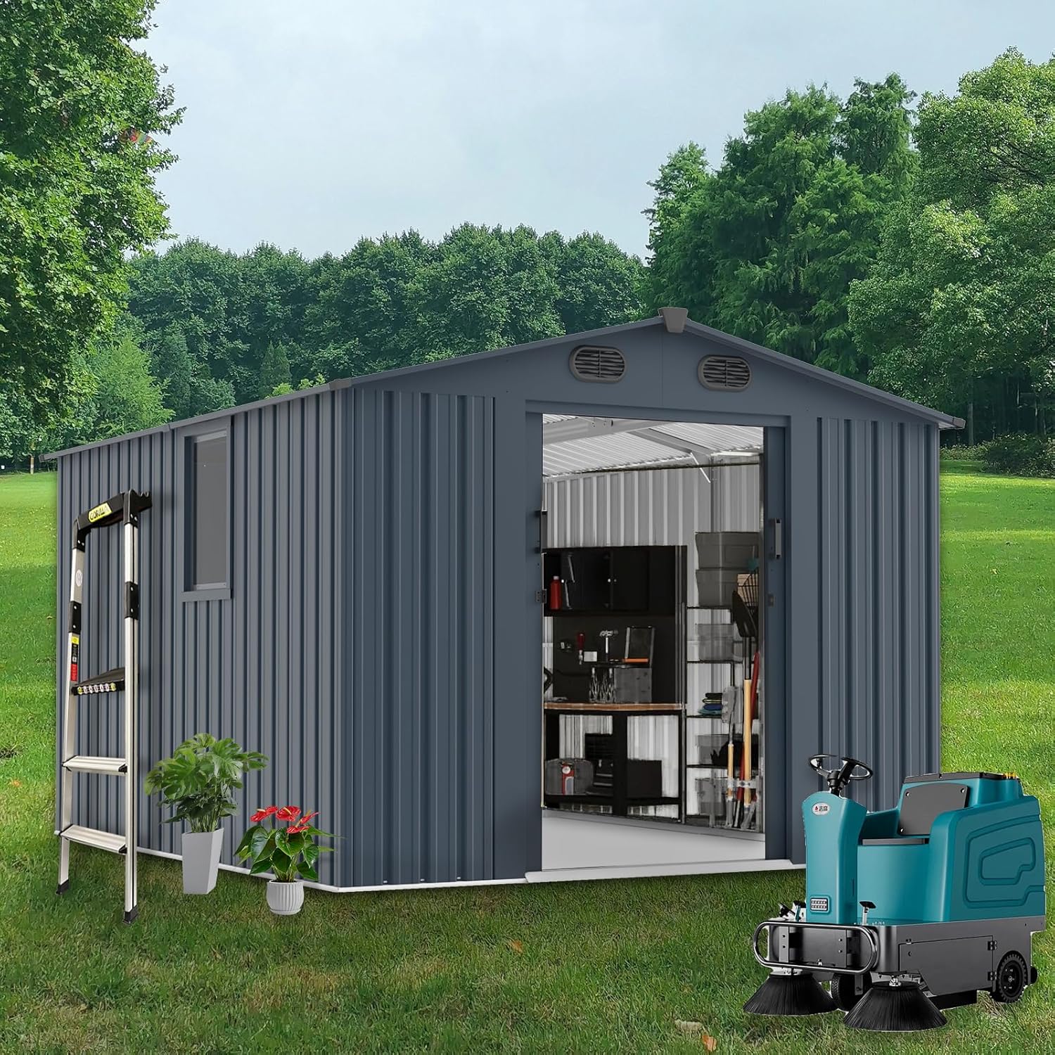 Outdoor Storage Shed 8x10 FT w - Gardening Tools Storage avis et prix