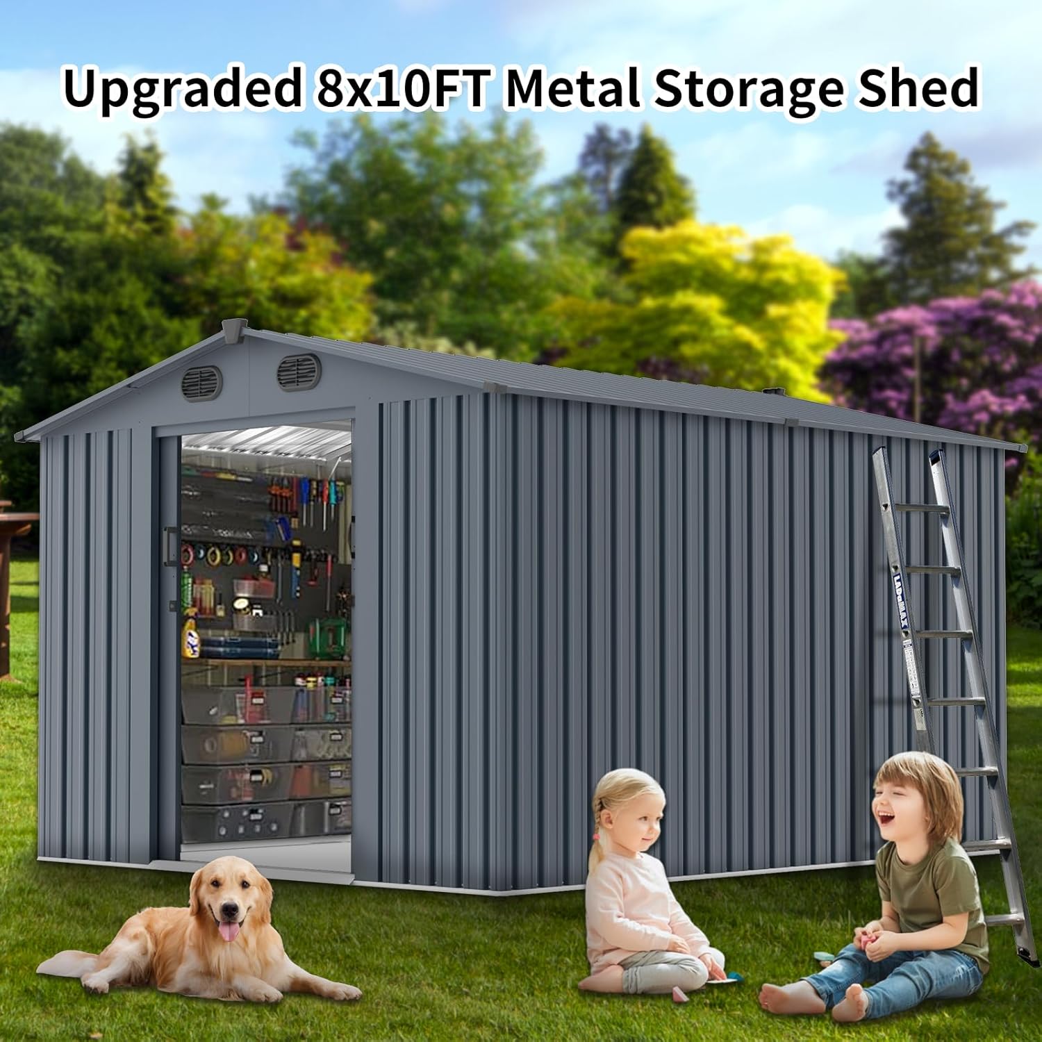 Outdoor Storage Shed 8x10 FT w - Gardening Tools Storage avis et prix