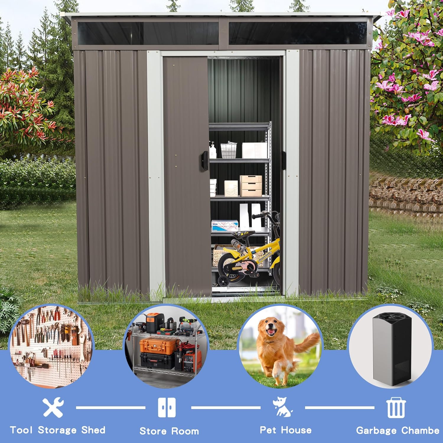 6X5 FT Outdoor Storage Shed, W - Gardening Tools Storage avis et prix