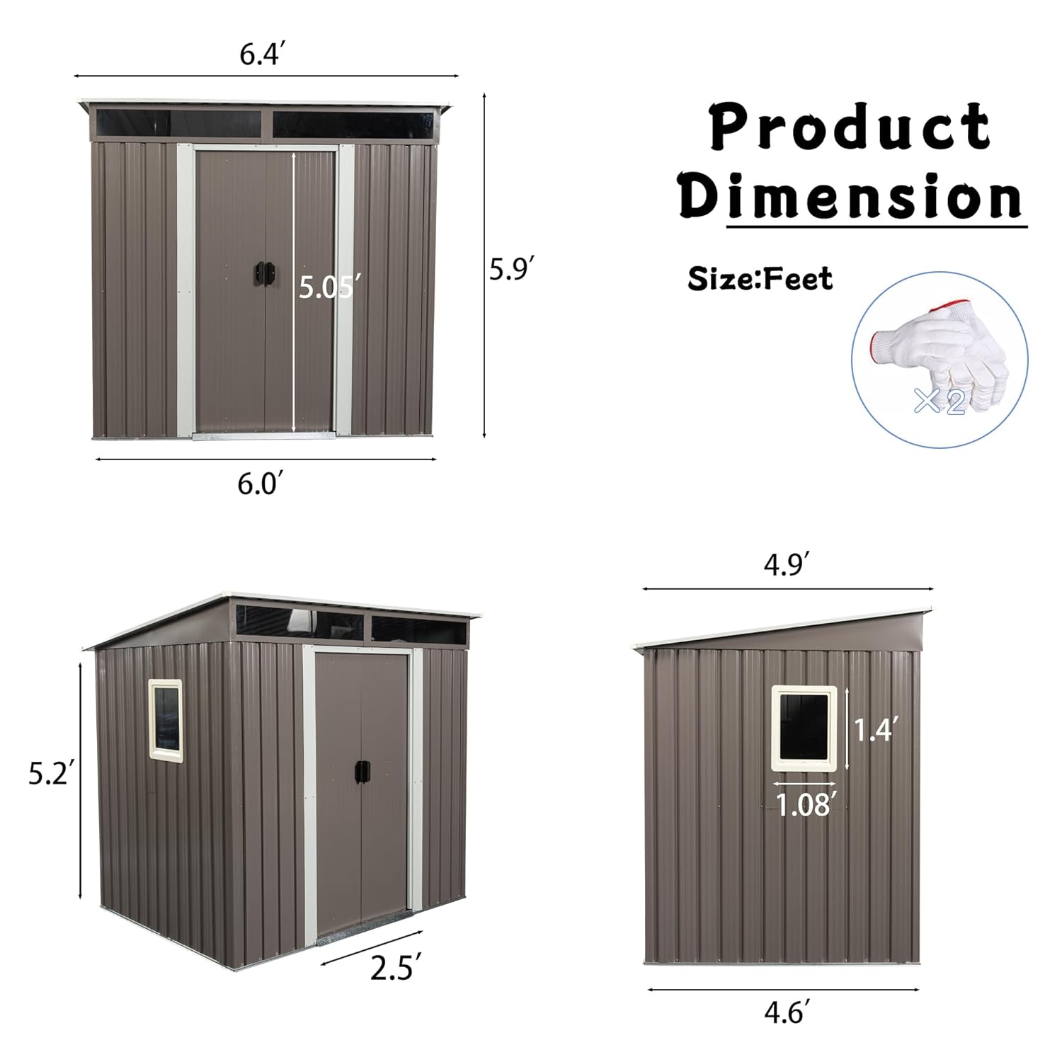 6X5 FT Outdoor Storage Shed, W - Gardening Tools Storage avis et prix