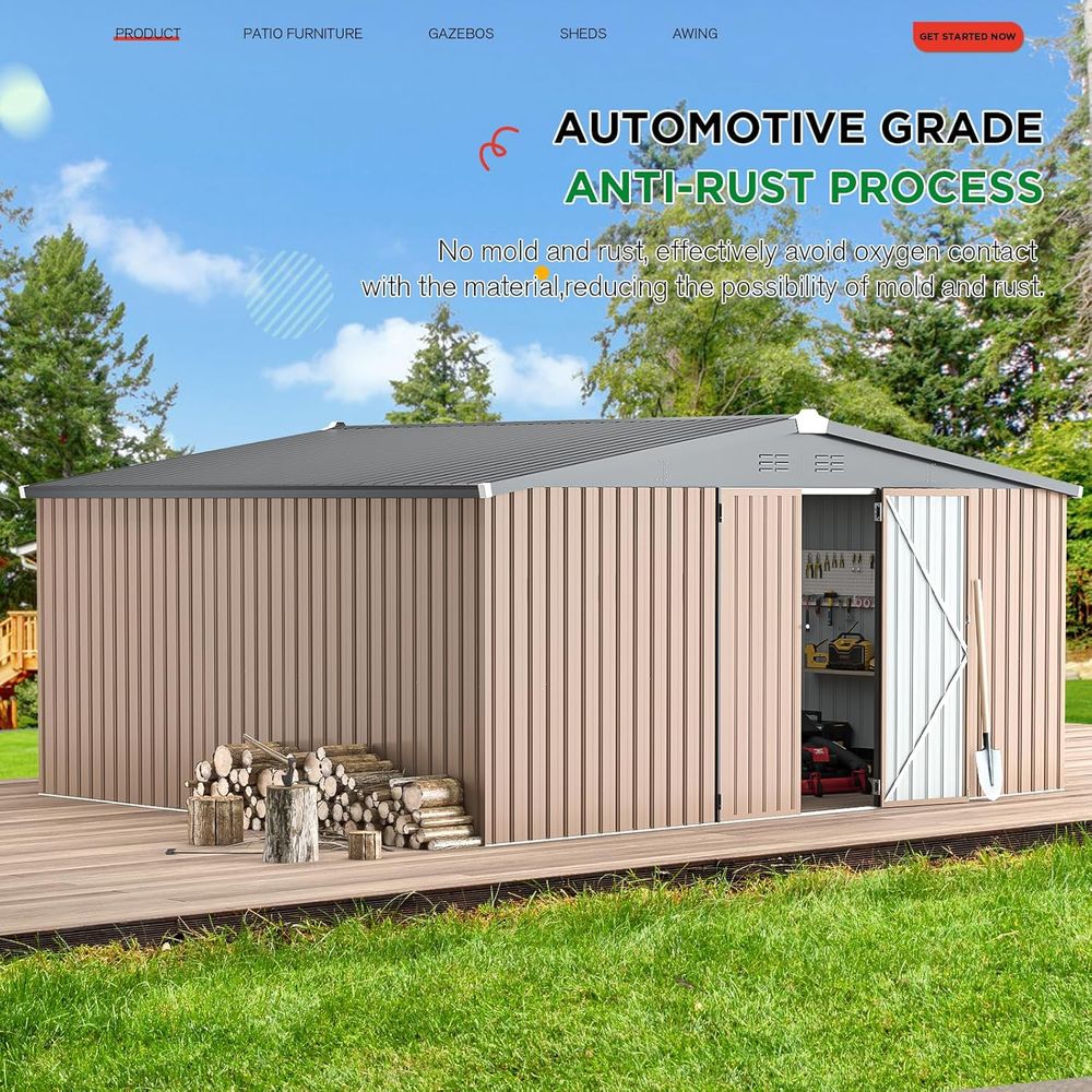 14' x 12' Outdoor Metal Storag - Gardening Tools Storage avis et prix